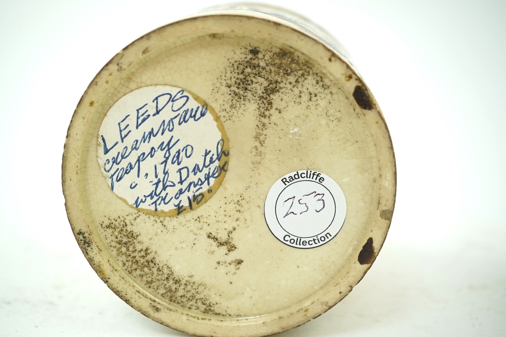 Two Leeds creamware Dutch market tea caddies, c.1790